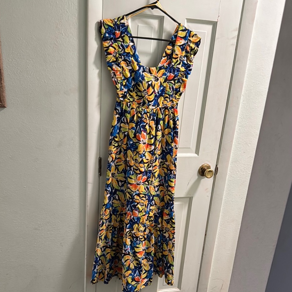 Floral Yellow and Blue Dress